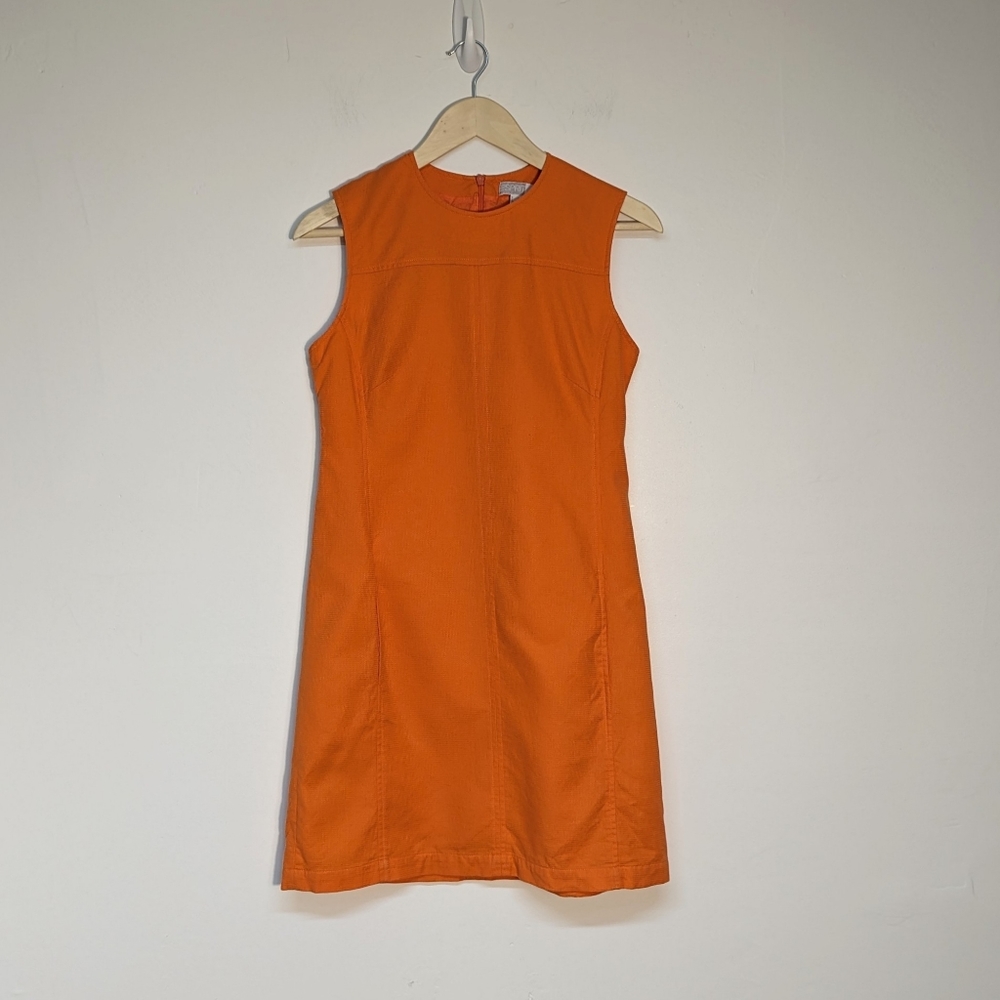 Esprit Orange Sleeveless Back Zip Cotton Dress, Small